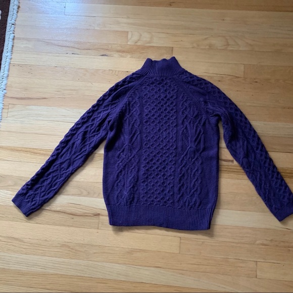 Purple Mock Neck Cable Knit Sweater - Medium - Picture 8 of 10
